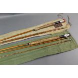 Two rods John Dickson & Son Edinburgh "The Castle", split cane trout fly rod in three sections, 10',