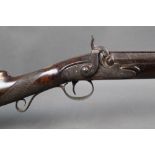 A percussion single barrelled muzzle loading sporting gun, with a 19" barrel with flat rib,