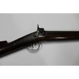 A Birmingham made 15 bore percussion sporting gun, with a 31 1/2" browned Damascus barrel,