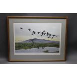 Peter Scott, a limited edition print of Barnacle Geese at Carlavrock,