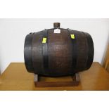 Coopered barrel on stand, length 35 cm,