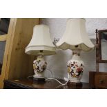 Two Masons Brown Velvet lamps with shades,