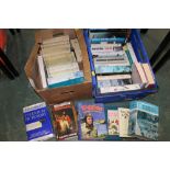 Two boxes of books, history, gardening,