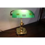 Brass and green glass desk lamp