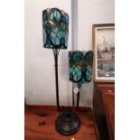 Two branch table lamp with Tiffany style shades
