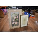Monica Barry floral watercolour and Vanity Fair print