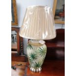 Large fern decorated table lamp with shade (as new),