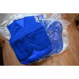 Three padded blue waistcoats