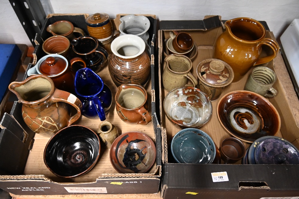 Two boxes of Studio Pottery bowls,