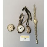 Bag of silver and white metal wristwatches