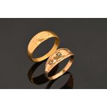Two child's 10 ct gold rings. Size D, combined weight 1.7 grams.