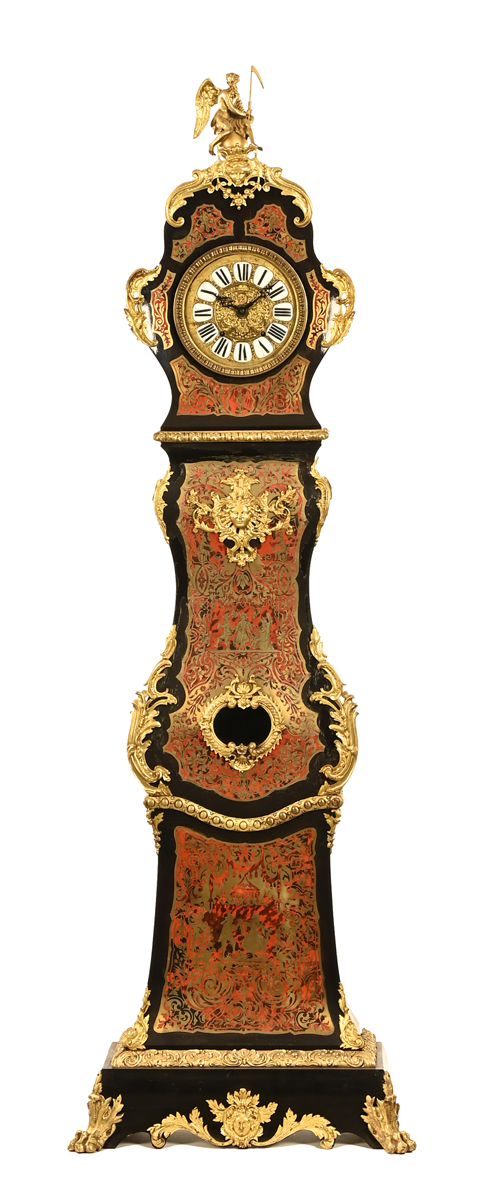 An antique Boulle marquetry French longcase clock,