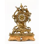 A continental ormolu mounted mantle clock, in the Rococo style, eight day striking movement,