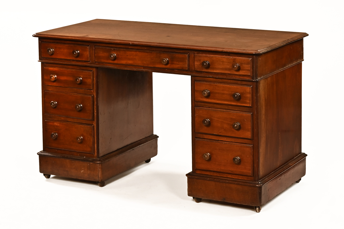 A Victorian mahogany pedestal desk,