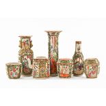 A collection of Chinese Cantonese century porcelain, to include three vases,