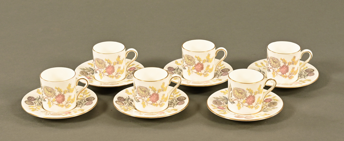 A vintage Wedgwood "Litchfield" coffee service, comprising 6 cups and saucers.