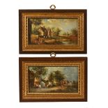 A pair of 19th century oil paintings on copper, rural scenes.