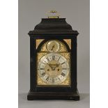 A Georgian ebonised bracket clock by Henry Neve London, with two train fusee movement,