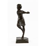 L. Wakefield bronze figure, dancing girl, signed. Height 30 cm.