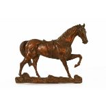 A 19th century bronze horse flat back. Height 30 cm, length 36 cm.