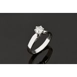 A platinum solitaire ring, set with a diamond weighing +/- .50 carats. Size M.
