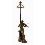 Paul Aichele (1859-1920), a bronze table lamp in the form of a female figure playing a violin.