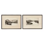 John Fullwood (British School, early 20th century), pair of etchings, Thirlmere and Buttermere,