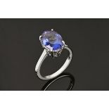 A Rhapsody platinum AAAA oval tanzanite solitaire ring, platinum weight 5.