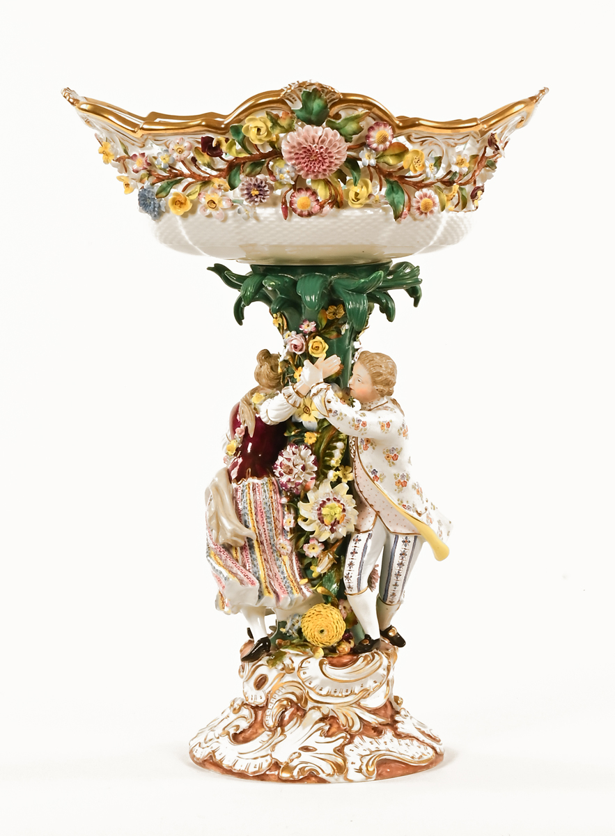 A 19th century continental porcelain figural table centre,