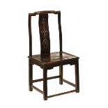 A late 19th century Chinese hardwood chair,