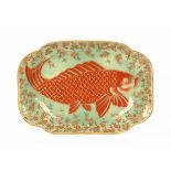 A Japanese porcelain shaped dish, decorated with a fish. Length 24 cm.
