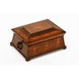 A Victorian inlaid rosewood sewing casket,