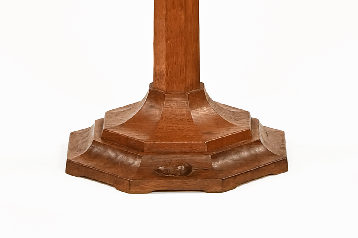 A Mouseman Thompson of Kilburn lamp standard, with faceted column and stepped octagonal base. - Image 2 of 7