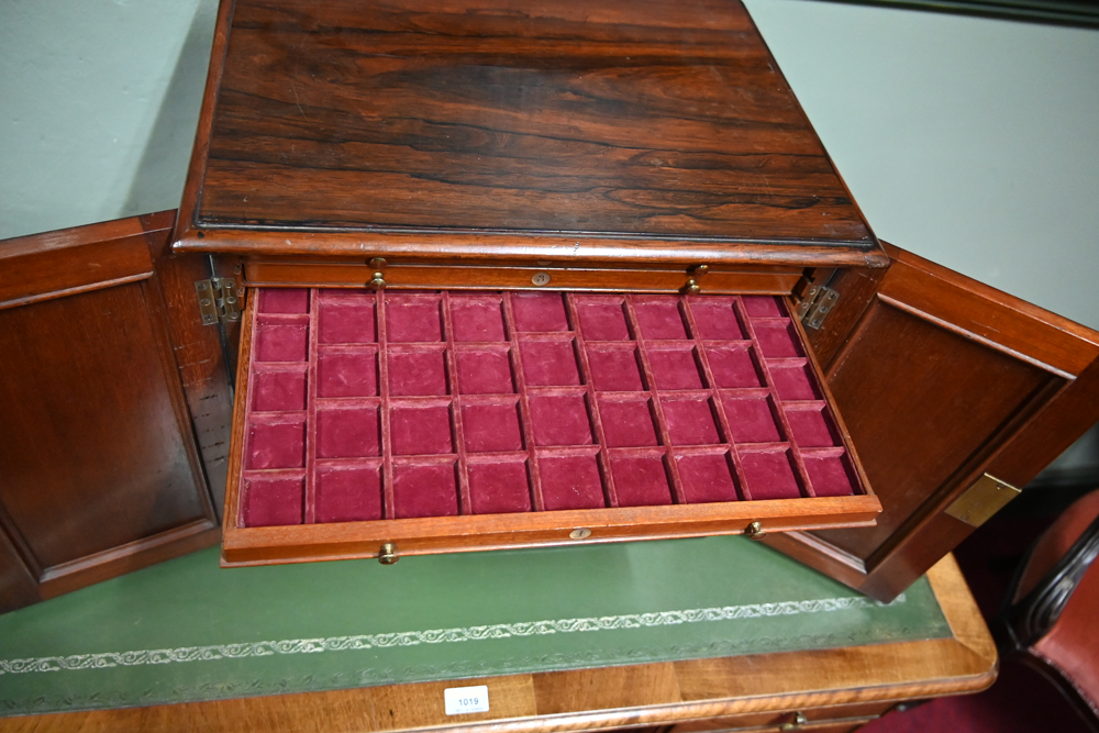An early 19th century rosewood table top coin cabinet, - Image 3 of 9