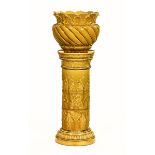 A late 19th century Reeds Art Pottery jardiniere, with cylindrical column stand,