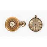 An Elgin gold plated half hunter pocket watch, a silver cased pocket watch.