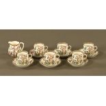 An Anchor china Indian Tree patterned coffee service, comprising 6 cups, 6 saucers and cream jug.