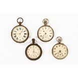 A vintage railway timekeeper pocket watch and three others.