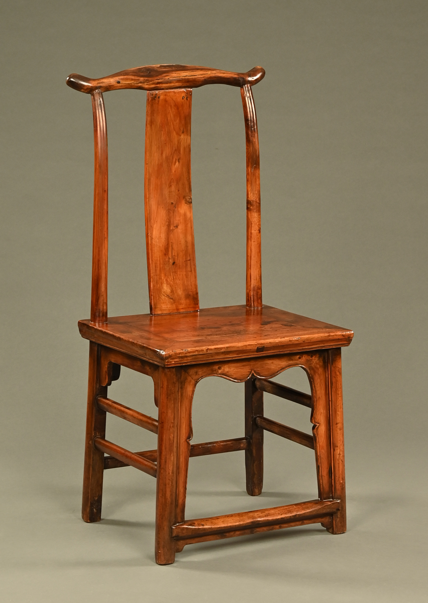 A Chinese chair, with yoke shaped top rail,