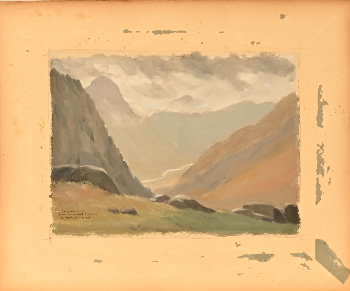 20th century British School, "Langdale Pikes from Rosset Ghyll",