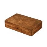 A Burmese carved teak box, decorated with repeating foliate designs and with fitted interior.