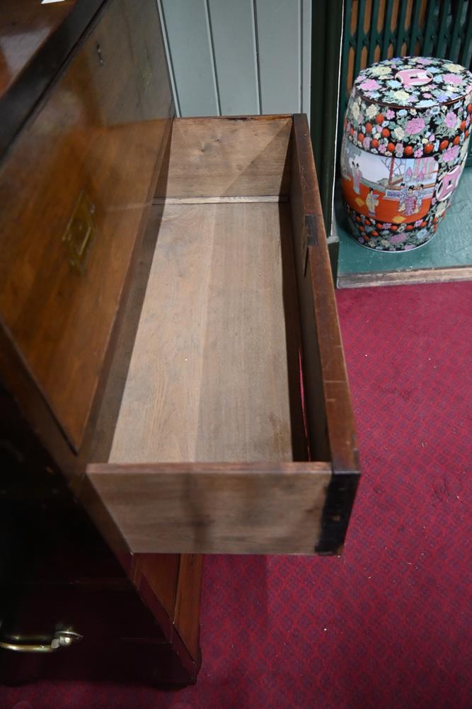 A 19th century rosewood brass bound military secretaire chest, of small size, - Image 6 of 8