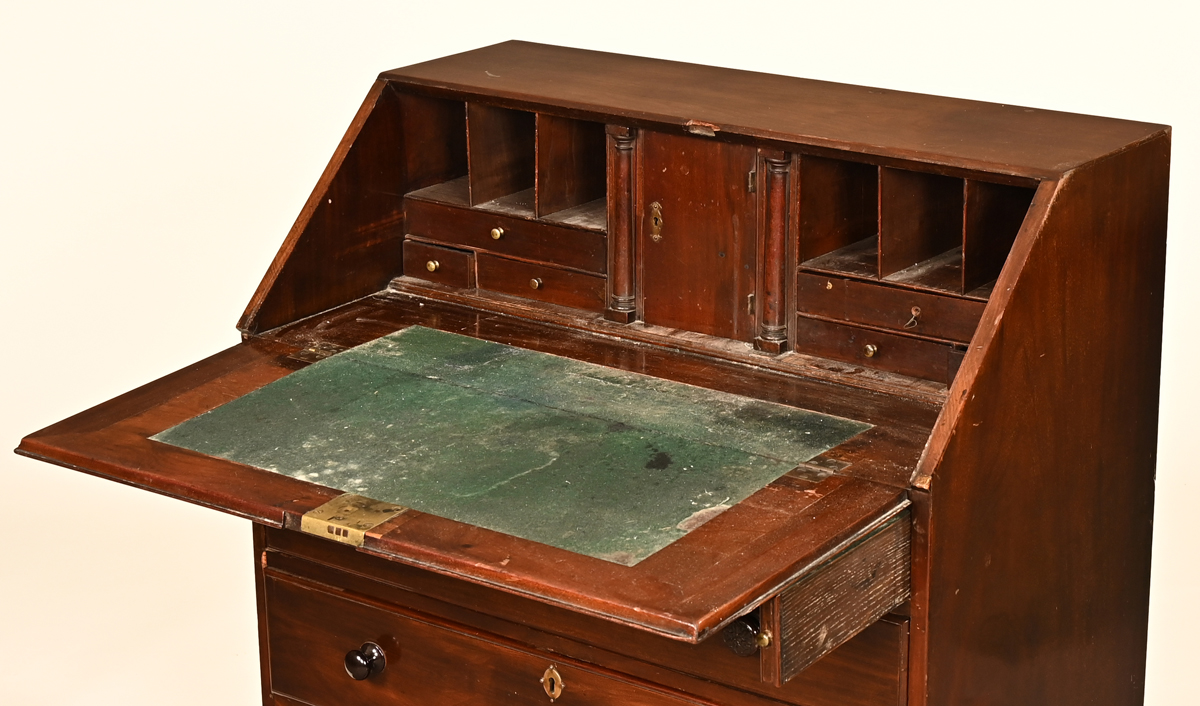 A George III mahogany bureau, - Image 2 of 2