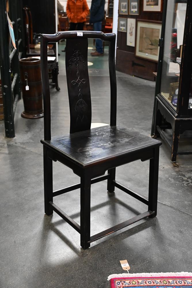 A late 19th century Chinese hardwood chair, - Image 2 of 7