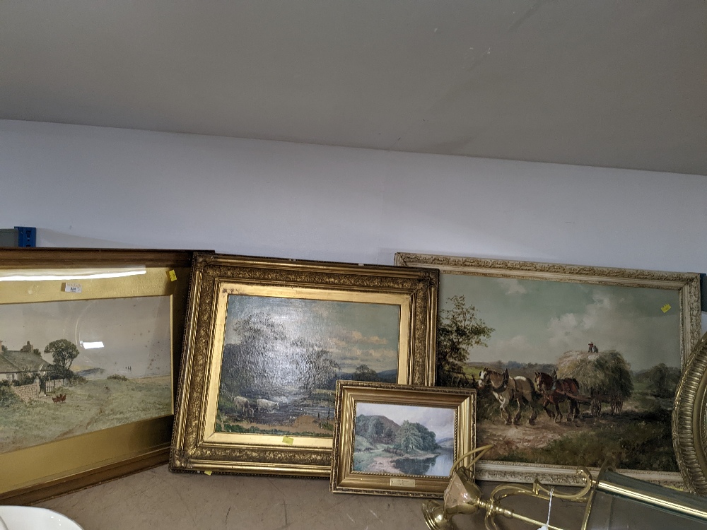 Three gilt framed oils on canvas, rural scenes,