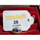 18 ct gold and sapphire ring, size K,