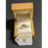 9 ct gold claw set ring, size O,