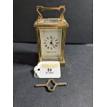 Cased Mappin & Webb carriage clock with key,