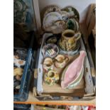 Two boxes of decorative vases, jugs,