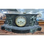 19th century French slate and marble mantle clock by Raingo Freres,